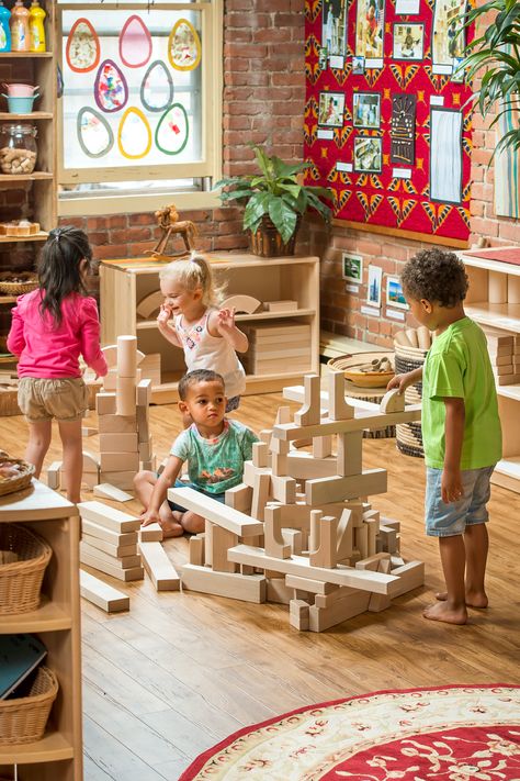 Because of their great potential and versatility as a learning tool, Unit Blocks should be standard equipment in early childhood classrooms. These modular wooden blocks foster the open-ended, creative, constructive play that is the cornerstone of early learning. Block Play Preschool, Community Playthings, Project Based Learning Math, Diversity In The Classroom, Preschool Assessment, Emergent Curriculum, Blocks Preschool, Teacher Vibes, Construction Play