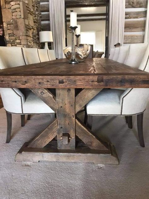 Torched Wood Dining Table, Barnwood Kitchen Table, Rustic Farmhouse Dining Room Table, Rustic Dining Table And Chairs, Barn Table Dining Room, Diy Dining Chairs, Rustic Modern Dining Table, Rustic Dining Room Ideas, Large Kitchen Table