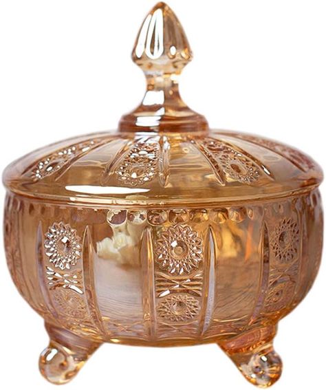 Sizikato Relief Crystal Glass Candy Dish with Lid, Wedding Decor Candy Buffet Jar Food Jar 4.7"L x 4.7"W x 5.5"H #ad Candy Buffet Jars, Jar Food, Wedding Buffet, Study Bedroom, Decoration For Living Room, Glass Candy Dish, Food Jar, Candy Bowl, Glass Candy