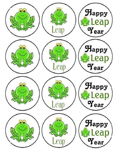 Leap Year Frog Party Printables — Scribd offers these cute little free Leap Year printables. They're perfect for frog-themed prize tokens, cupcake decorations, or some other sticker-sized printable. Frog Party Games, Creative Party Themes, Frog Cupcakes, Frog Cookies, Frog Birthday Party, Leap Year Birthday, Frog Party, February Holidays, Leap Day