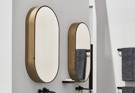 Mirror Oval, Cabinets Bathroom, Art Pierre, Mirror Box, Public Bathrooms, Mirror Design Wall, Fine Ceramic, Bad Design, Bathroom Design Luxury