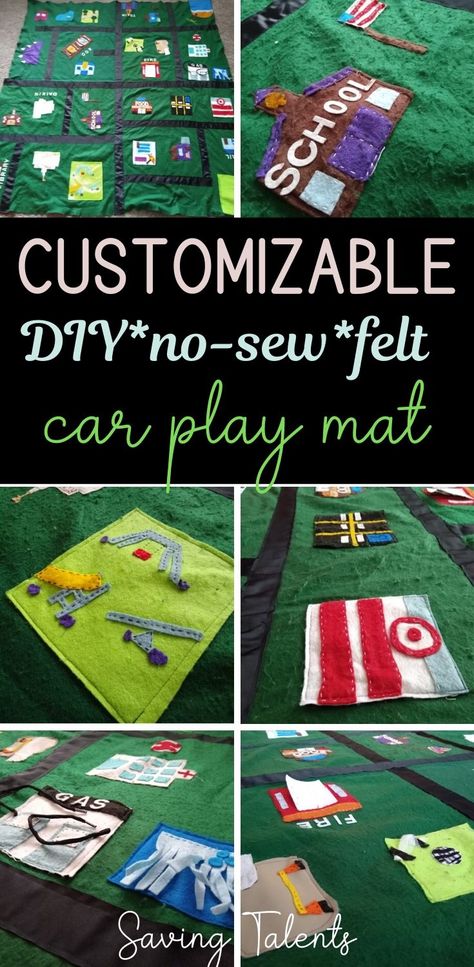 Car play mats can be expensive, and they are usually small and generic. Make your own no-sew car play mat out of felt with these cute DIY ideas. Felt Play Mat Diy, Car Mats Diy, Car Expensive, Play Mat Diy, Cheap Kids Crafts, Felt Car, Car Play Mats, Play Car, Felt Play Mat