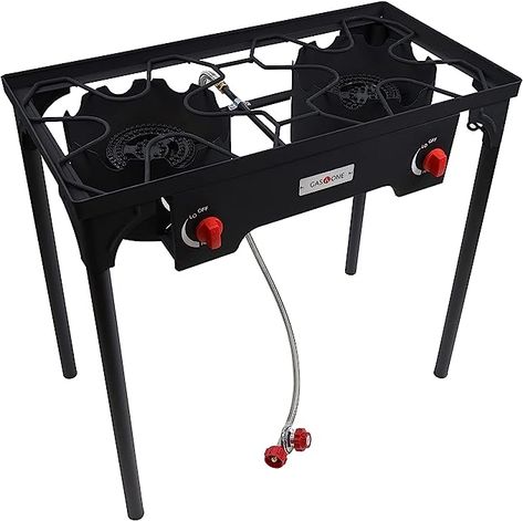 Gas One Propane Double Burner Two Burner Camp Stove Outdoor High Pressure Propane 2 Burner Adjustable PSI Regulator and 4ft Steel Braided Hose With Removable Legs https://amzn.to/3XfbUID Propane Camp Stove, Cast Iron Burner, Outdoor Cooker, Propane Stove, Camp Stove, Portable Stove, Double Burner, Camping Grill, Cooking Stove