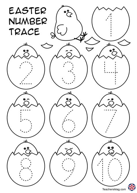 Number Trace, Easter Math Worksheets, Number Tracing Worksheets, Preschool Number Worksheets, Worksheets For Preschoolers, Easter Lessons, Preschool Activities Printable, Easter Worksheets, Color For Kids