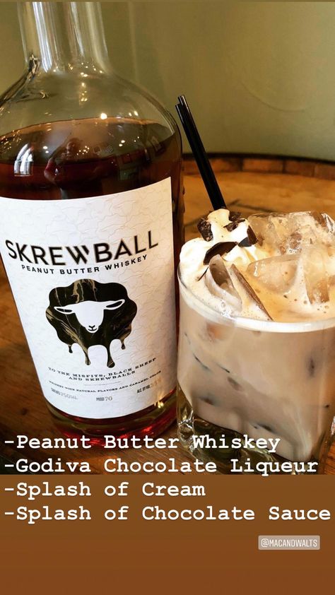 Skrewball Whiskey Drinks, Skrewball Peanut Butter Whiskey Recipes, Peanut Butter Whiskey Drinks, Whiskey Drinks Recipes, Peanut Butter Whiskey, Whiskey Recipes, Godiva Chocolate, Chocolate Liqueur, Boozy Drinks