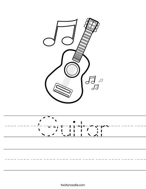 Guitar Worksheet - Twisty Noodle Guitar Activities Preschool, Preschool Materials, Crafts 2024, Dot Marker Activities, Writing Sheets, Twisty Noodle, Art Activities For Toddlers, Kids Worksheets, Camp Crafts