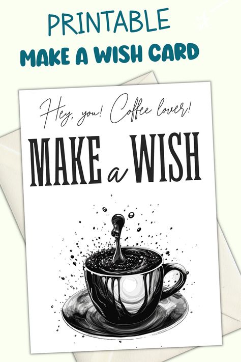 Bring laughter to a birthday celebration of a coffee lover with this fun printable birthday card. This card features minimalist black and white design of a cup of coffee that will surely bring a smile to a face of a coffee lover. With witty message and black and white illustration, this card is perfect for those who appreciate a good laugh on their special day. #coffeelovercard #minimalistcard #coffeecard #funnybirthdaycard #happybirthdaycard #makeawishcard #lovecoffee Birthday Card Black And White, Birthday Card Black, Card Black And White, Fun Birthday Card, Happy Birthday Cards Printable, Digital Birthday Cards, Minimalist Cards, Coffee Cards, Coffee Lover Gift