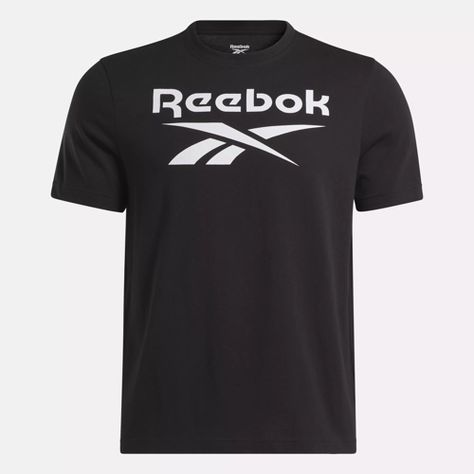 Reebok Identity Big Stacked Logo T-Shirt - Black | Reebok Black Reebok, Logo T Shirt, The Start, Tshirt Logo, Feel Like, Mens Graphic, Men's T Shirt, Online Store, ? Logo