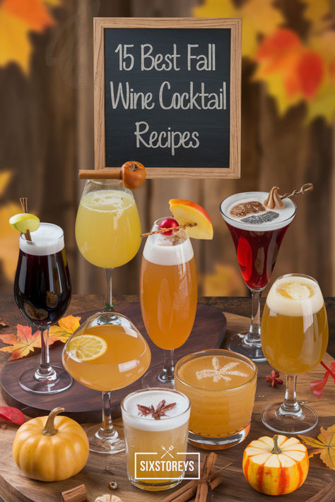 15 Best Fall Wine Cocktail Recipes Fall Wine Cocktails, Fall Wine Drinks, Sparkling Wine Cocktail Recipes, White Wine Cocktail, Sparkling Wine Cocktails, Wine Cocktail Recipes, Italian Cocktails, Autumn Wine, Seasonal Drinks