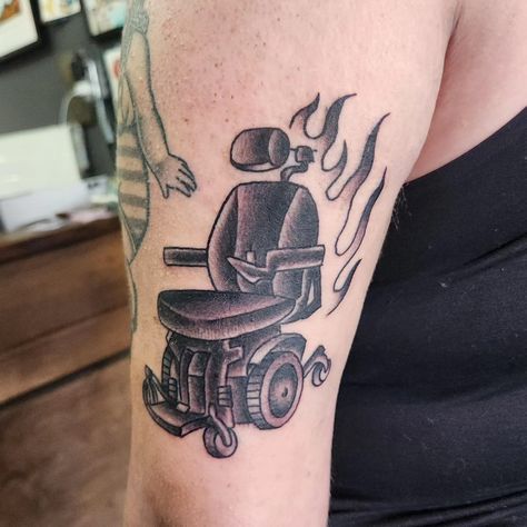 By @natashalambie in Toronto on instagram Wheelchair Tattoo, Powered Wheelchair, Sailor Jerry, Wheelchair, Toronto, Tattoos, On Instagram, Quick Saves, Instagram