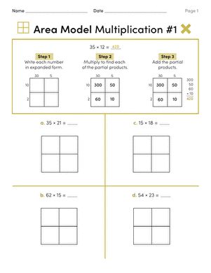 Next stop: Pinterest Main Idea Kindergarten, Area Model Multiplication, Multiplication Worksheet, Area Worksheets, Partial Products, Multi Digit Multiplication, Area Model, Math Practice Worksheets, Multiplication Problems