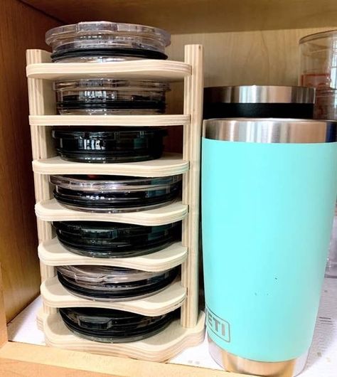 Yeti Lid Storage Ideas, Tupperware Organizing, Water Bottle Organization, Tupperware Storage, Closet Solutions, Tea Bag Organizer, Pantry Organisation, Water Bottle Storage, House Organization