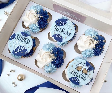 Father’s Day Cupcake Ideas, Father’s Day Treat Boxes, Fathers Day Treat Box Ideas, Father’s Day Cake Ideas, Father's Day Cake Designs, Fathers Day Cupcakes, Birthday Cake For Husband, Dad Birthday Cakes, Cake For Husband