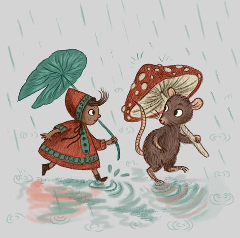 Downpour by Freya Hartas Illustrator Portfolio, Storybook Art, Garden Gate, Children's Picture Books, Happy Art, Magic Art, Vintage Children's Books, Peg Dolls, Children's Book Illustration