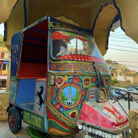 Found this rickshaw. Its so cool South Asian Aesthetic, Girls Driving, Asian Aesthetic, South Asian, So Cool, Pakistan, Quick Saves