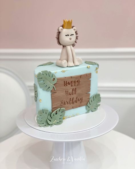 Half Year Birthday Cakes 6 Months, Half Month Birthday Ideas, Half Cake Birthday 6 Months Boy, 1/2 Birthday Cake 6 Months Boy, Half Year Birthday Cakes, Lion Theme Cake, Half Year Birthday Ideas, 1/2 Birthday Cake 6 Months, Half Cake Design