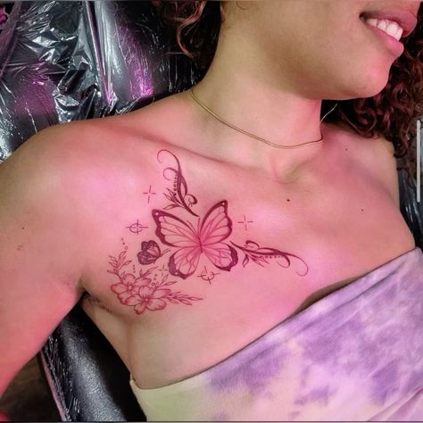 #tattoostyle #tattooidea #tattooartist #tatt #tattoodesign #tattooworkers #tattooer #tattooing #tattoolifestyle #tattoolove Red Cover Up Tattoos For Women, Pink Spine Tattoo, Red Tatoos Woman, Flowers On Chest Tattoo, Thigh Tattoos With Color, Shoulder To Arm Tattoos For Women, Tattoo Cover Up Ideas For Women Chest, Flower Tattoos On Chest, Chest Tattoo Female Butterfly