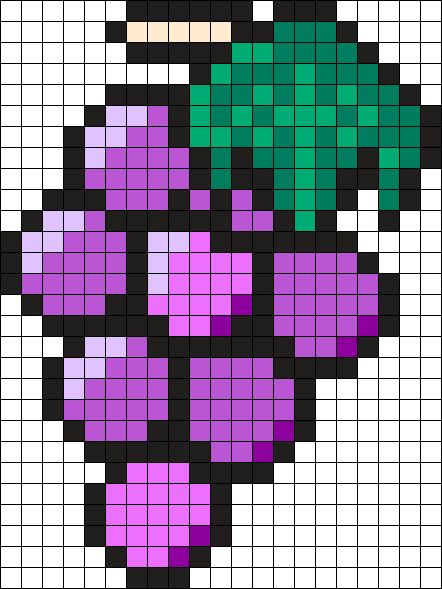 Grapes Cross Stitch, Grape Pixel Art, Pixel Art Fruit, Pixel Fruit, Food Pixel Art, Food Cross Stitch, Image Pixel Art, Fruit Grapes, Modele Pixel Art