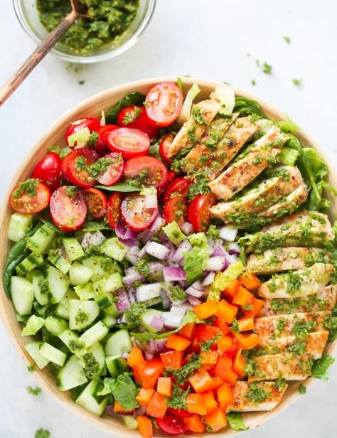 Chimichurri Chicken, Sweet Potato Skillet, Chicken Chopped Salad, Low Carb Salad, Lunch Salads, Chopped Salad, Healthy Salad Recipes, Delicious Salads, Lunch Recipes