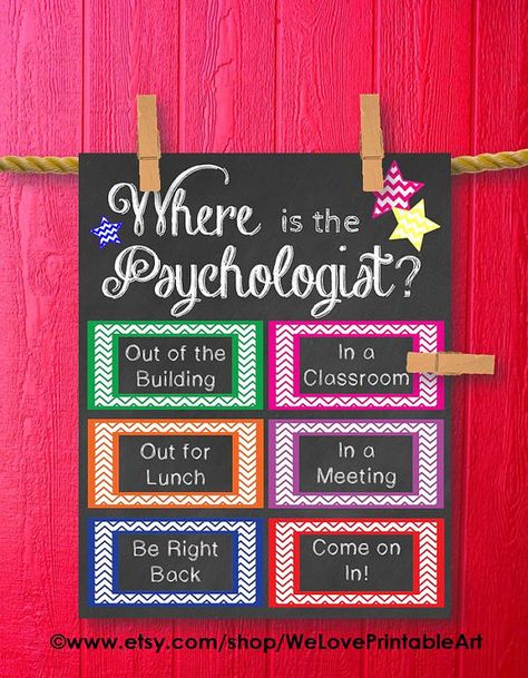 School Psychologist Door Decoration Teacher by WeLovePrintableArt, $5.00 School Nurse Office Door, Social Work Offices, Social Workers Office, Nurse Office Decor, School Counselor Gifts, School Office Decor, School Nurse Office, Psychologist Office, Principals Office