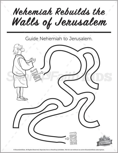 Nehemiah Coloring Page, Rebuilding The Temple, Bible Video, Of Challenge, Preschool Bible, Preschool Coloring Pages, Story Activities, Ministry Ideas, Preschool Letters