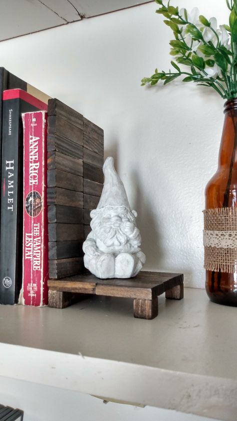 Learn to create beautiful bookends using Dollar Tree Tumbling Tower Blocks and wood stain. I even show you how to transform Dollar Tree gnomes into neutral decor that you can add to these bookends. Tree Bookends, Diy Bookends, Tumbling Blocks, Diy Blocks, Education Activities, Tree Images, Book Ends, Diy Dollar Store Crafts, Diy Home Decor Easy