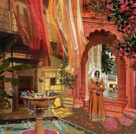 Pakistani Architecture, Pakistani Art, South Asian Aesthetic, South Asian Art, Asian Architecture, Afternoon Sun, Asian Painting, Indian Aesthetic, Indian Art Paintings