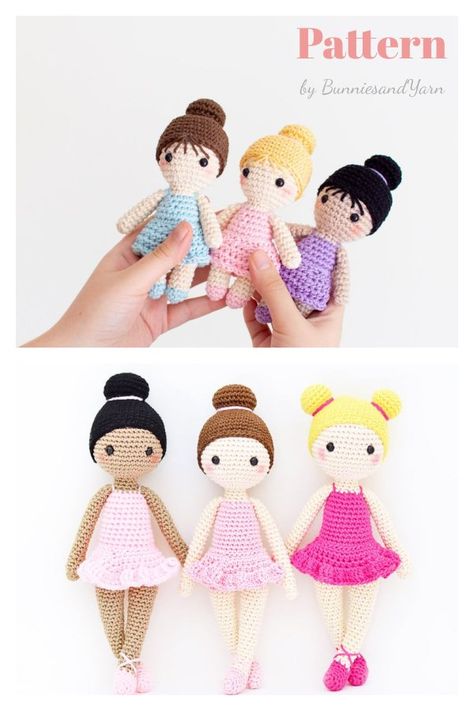 6 Amigurumi Ballerina Doll Crochet Patterns - Page 2 of 2 Ballet Crochet Patterns, Easy Crochet Ornaments, Amigurumi Ballerina, Bag Charm Crochet, Crochet Ballerina, Crochet Flower Bag, Charm Crochet, Felt Doll Patterns, Crochet Ornament Patterns