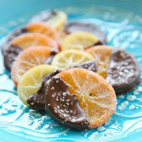 Salted Chocolate Covered Candied Citrus Slices Candied Citrus, Citrus Desserts, Citrus Slices, Our Best Bites, Citrus Recipes, Candied Fruit, Salted Chocolate, Sukkot, Orange Slices