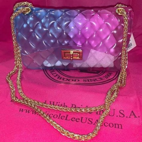 Jelly Purse, Chanel Boy Bag, Blue Gold, Gold Chain, Gold Chains, Jelly, Shoulder Strap, Color Blue, Purse