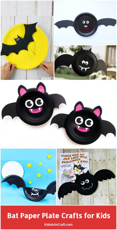 Bat Paper Plate Crafts for Kids Halloween Paper Plate Crafts, Bat Crafts For Kids, Paper Plate Halloween, Bat Crafts, Halloween Bats Crafts, Plate Crafts For Kids, Bat Craft, Flying Bat, Paper Plate Crafts For Kids