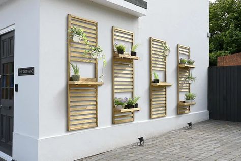 Forest Garden 2 Shelf Slatted Wall Planter | Wayfair.co.uk Garden For Vegetables, Slatted Wall, Wall Planters Outdoor, Garden Wall Planter, Ladder Ideas, Garden Shelves, Back Garden Design, Vertical Planter, Large Garden