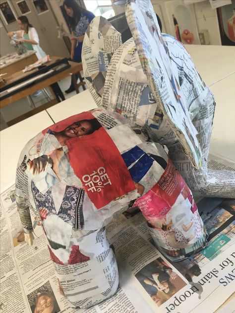 5/19/17 paper mache elephant Elephant Pinata, Paper Mache Elephant, Candy Decorations Diy, Paper Mache Projects, Making Paper Mache, Paper Mache Animals, Piñata Ideas, Cardboard Crafts Diy, Auction Projects