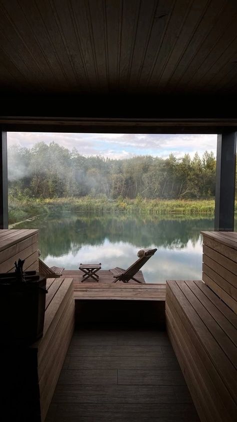 Sauna By The Lake, Sauna Aesthetic, Lake House Aesthetic, Nordic Lifestyle, Home Building Design, House Room, Cabins In The Woods, Little House, House Inspo