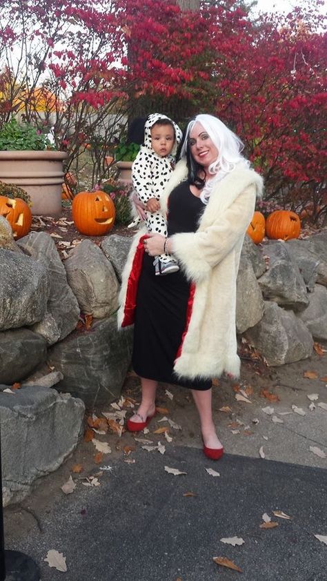 Family Halloween costume’s Cruella Deville Costume, Family Halloween Costume, Cruella Deville, Family Halloween Costumes, Family Halloween, Dalmatian, Halloween Costume, Fur Coat, Halloween Costumes