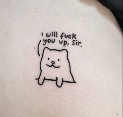 Cool Simple Tattoos For Guys, Funny Small Tattoos, Dumbest Tattoos, Tattoo Gato, Feminine Shoulder Tattoos, Clever Tattoos, Creepy Tattoos, Bff Tattoos, Doodle Tattoo