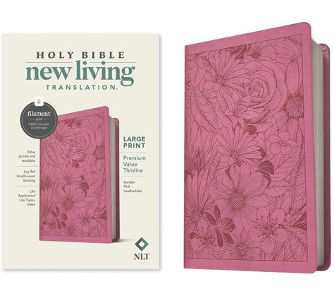 NLT Large Print Premium Value Thinline Bible, Filament-Enabled Edition (LeatherLike, Garden Pink) Bible Garden, Nlt Bible, Pink Tumblr Aesthetic, Faith Encouragement, Pink Life, Interactive Map, Books Of The Bible, Christian Books, King James Version