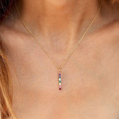 Rainbow Pendant, Solid Gold Charms, Unique Pendant Necklace, Necklace Colorful, Rainbow Gemstones, Rainbow Necklace, Gem Necklace, Rose Gold Chain, Colorful Jewelry