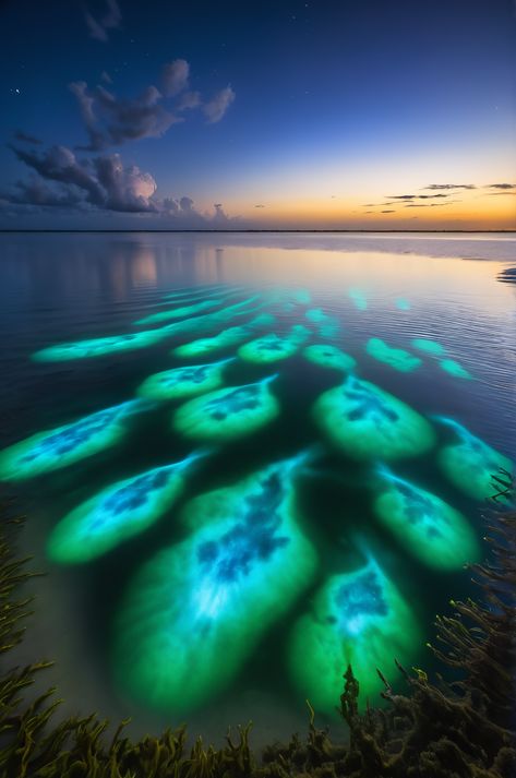 Experience the magic of bioluminescence in Indian River Lagoon! ✨ Glowing organisms create an ethereal light show in the dark waters. #Bioluminescence #IndianRiverLagoon Indian River Lagoon, Indian River, Light Show, Dark Night, Green Light, Out Of This World, Natural Wonders, This World, Light Green