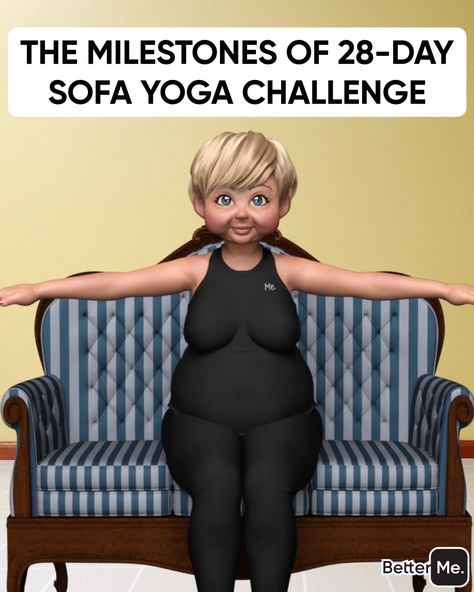 Start Transformation Now! | Sofa yoga for seniors: 👇 💥 Burning calories 💥 Low impact on joints 💥 Development of flexibility 💥 Improving circulation 💥 Removal of any stress 💥... | By BetterMe: Health Coaching Sofa Yoga For Seniors Free, Sofa Yoga For Seniors, Sofa Yoga, Chair Yoga For Seniors, Improving Circulation, Pilates Challenge, Collective Soul, Yoga For Seniors, Burning Calories