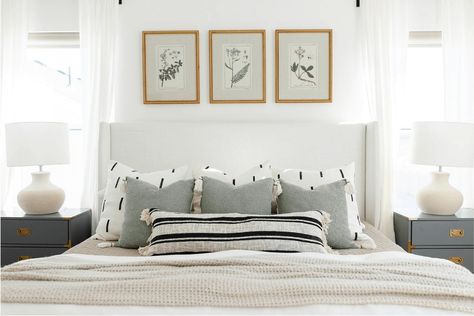 How to Arrange Throw Pillows on King Bed | All handmade home decor including throw pillow covers | The Global Stitch Pillows On King Bed, Pillows On Bed, Bedroom Unique, Bed King, King Bed, Handmade Home Decor, King Beds, Handmade Home, Home Bedroom