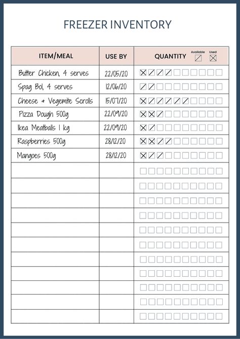 Freezer Inventory Printable Restaurant Freezer Organization, Fridge Inventory Printable Free, Canning Inventory Free Printable, Freezer Inventory Printable Free, Freezer Inventory List, Freezer Inventory Printable, Pantry Inventory Printable, Fridge Inventory, Freezer Inventory