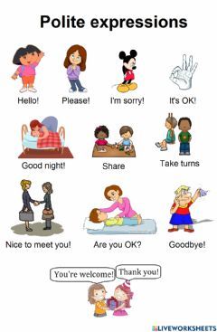 Polite Words In English, Polite Expressions Flashcards, Polite Words Worksheet, Polite Expressions Worksheets, Polite Expressions, Polite Words, Expressive Language Activities, Monthly Celebration, Language Tips