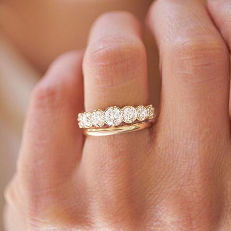 Berlinger Fine Jewelry on Instagram: "We find inspiration by looking into the past and marrying old world jewelry with modern ideas for our designs. Our Old European Cut Diamond Line Ring pays homage to this theme with a simple yet bold vintage feel. ✨ #💍 #engagementring #diamondring #altbride #lovegold #goldrings #diamonds #showmeyourrings #engagementrings #jewelrylover #jewelryshop #bride #brides #bridalstyle #diamondringgoals #jewelrygoals #ringlove #roundbrilliant #rounddiamond #statementr Wide Engagement Ring, Mens Diamond Band, European Cut Diamond Ring, The Bling Ring, Wedding Ring Styles, Wedding Day Jewelry, Engagement Rings For Men, European Cut Diamonds, Engagement Ring Styles