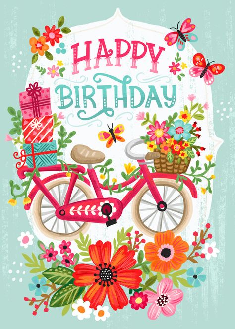 Olivia Gibbs — Jennifer Nelson Artists Birthday Greetings Friend, Happy Birthday Art, Happy Birthday Greetings Friends, Birthday Illustration, Gouache Paint, Happy Birthday Wishes Cards, Birthday Wishes Cards, Happy Birthday Messages, Happy B Day