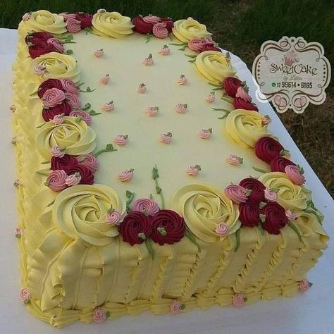 Birthday Ideas Surprise, Tort Special, Cake Frosting Designs, Square Cake Design, Sheet Cake Designs, Birthday Sheet Cakes, New Birthday, Creative Cake Decorating, Beautiful Birthday Cakes