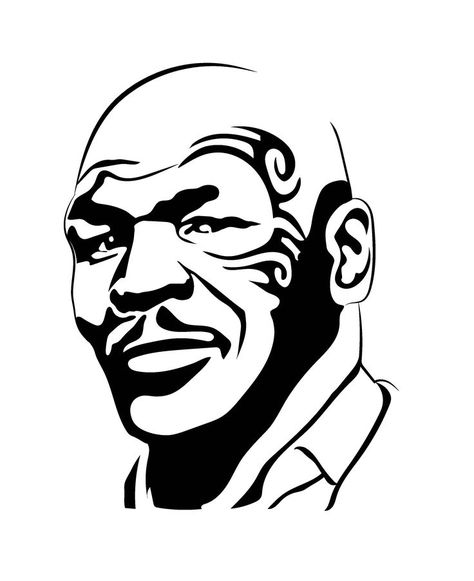 Mike Tyson Tattoo, Stencil Sketch, Stencil Portrait, Punisher Artwork, Portrait Silhouette, Tupac Art, Inktober 2023, Face Stencils, Caricature Art