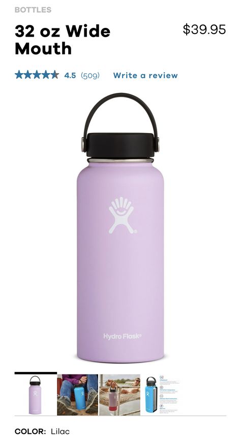 Hydro Flask Water Bottle, Custom Flask, Flask Water Bottle, Wide Mouth Bottle, Best Water Bottle, Drink More Water, Hydro Flask, Lilac Color, Steel Water Bottle