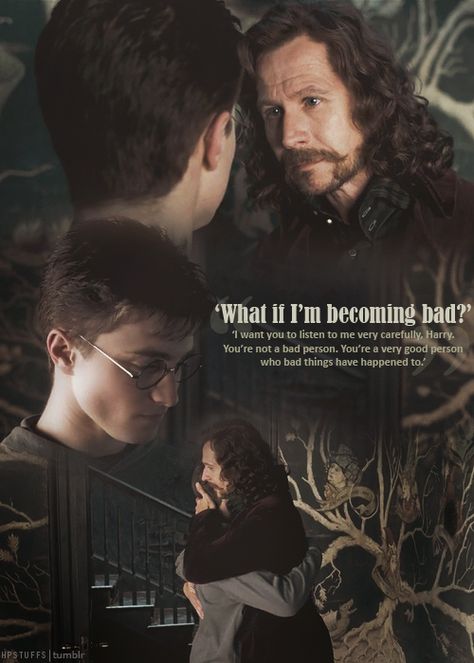 Lovely image from: hpstuffs.tumblr.com ~ Harry: “What if I’m becoming bad?” Sirius: “I want you to listen to me very carefully, Harry. You are not a bad person. You are a ve… Harry Potter Sirius, Film Harry Potter, Citate Harry Potter, Fandom Quotes, Harry Porter, Astronomy Facts, Harry Potter Background, Expecto Patronum, Harry Potter Feels