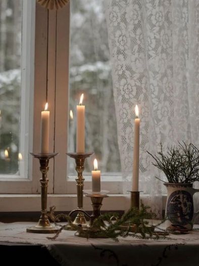 Winter Hygge, Japandi Decor, Window Candles, Cabin Cottage, Modern Rustic Decor, Winter Images, Home Decor Baskets, Inviting Home, Winter Is Here